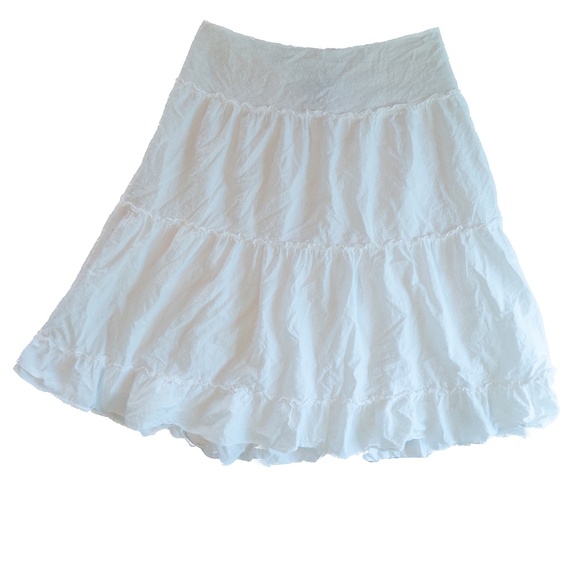 y2k white tiered midi skirt polka dot texture bob mackie size medium - Picture 1 of 5